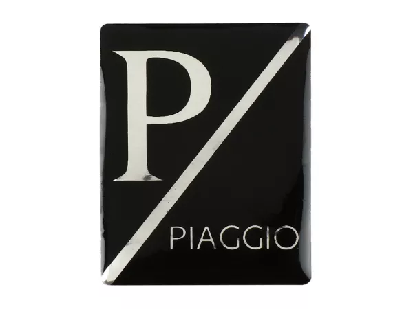 3D Sticker badge horn cover -OEM QUALITY- Vespa Piaggio rectangle - Vespa PX Lusso/Arcobaleno ( 2001-), Vespa ET2, ET4, GT125, GTL, GTV, GTS125, LX, LXV, S 50-125 - Plastic self-adhesive - black/black