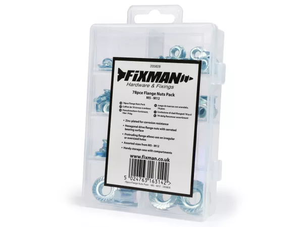 Assortimentsdoos flensmoer -OEM- DIN6923 (rateltand), M5-M12, 78 stuks.