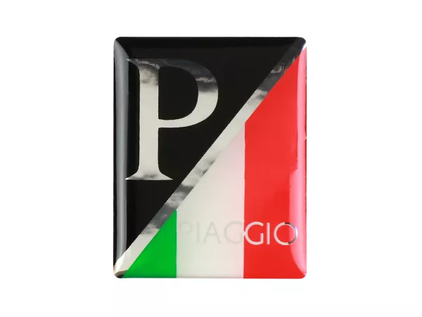 3D sticker cascade -OEM KWALITEIT- Vespa Piaggio rechthoek - Piaggio rechthoek - Vespa PX Lusso (vanaf 2001), Vespa ET2, ET4, GT125, GTL, GTV, GTS125, LX, LXV, S 50-125 - Plastic zelfklevend - Italië