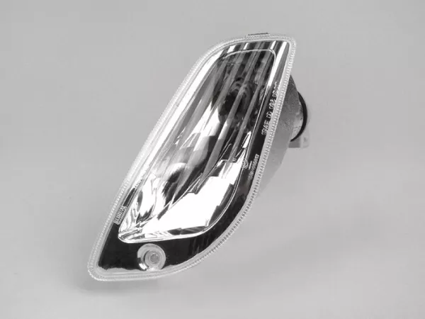 Indicador -PIAGGIO- Vespa LX, LXV, S - blanco - cristal transparente - delantero, izquierdo